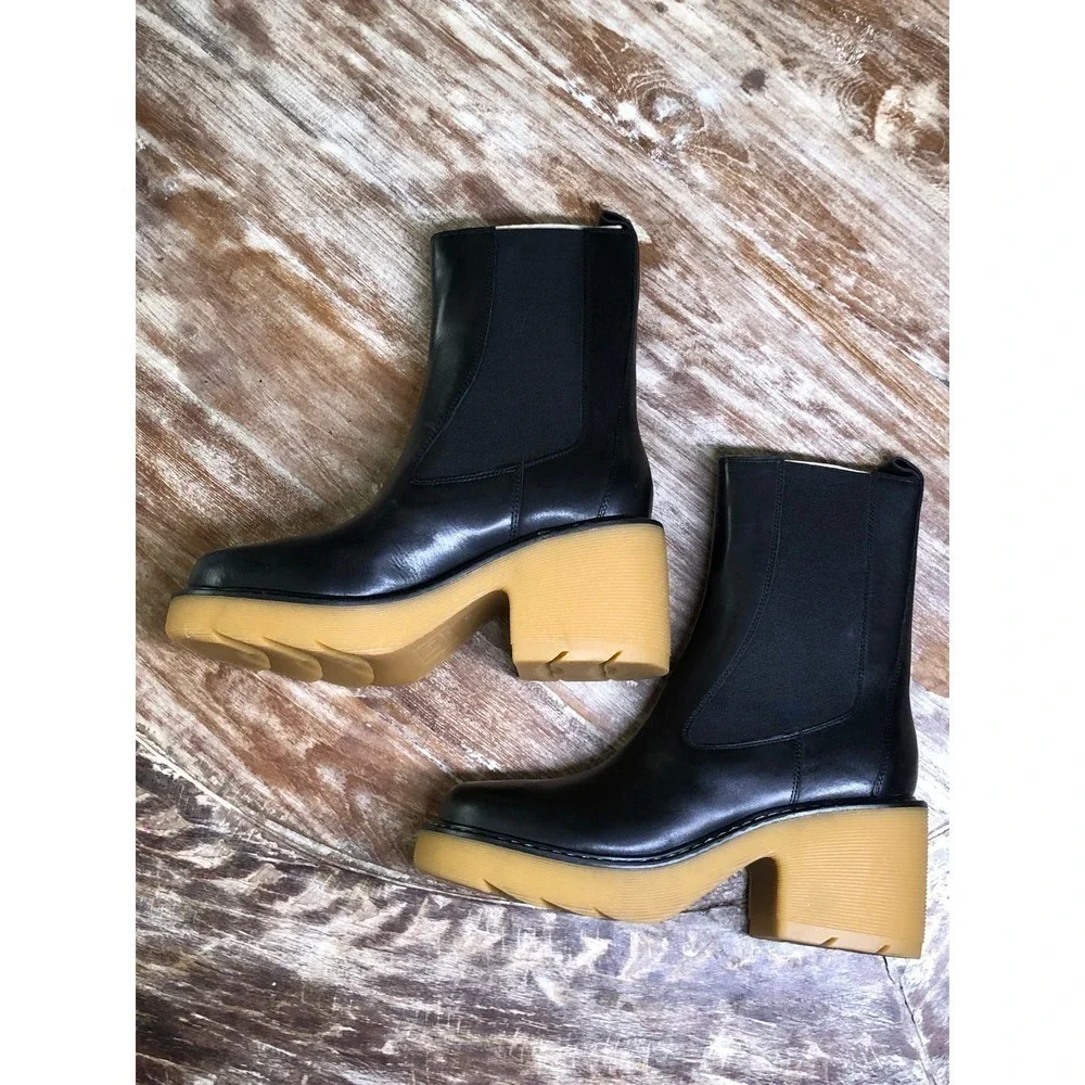 Marc Fisher Fredy Boot Leather Mid Calf Black NEW 9.5